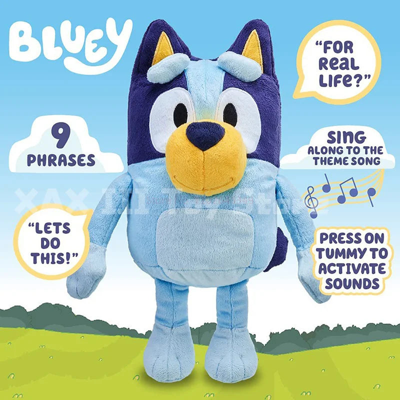 Kawaii Anime Bluey Talking Plush Toy - Bingo Dog Music Figure, Stuffed Animal for Children, Perfect Holiday Gift