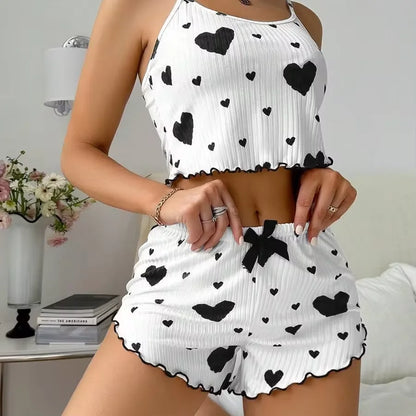 Summer Women's Pajama Set - Sexy Casual Two-Piece Camisole and Shorts Homewear Suit