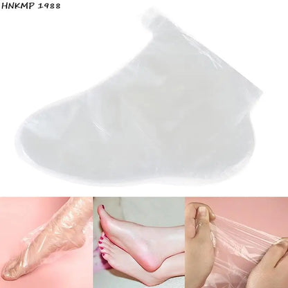 100pcs Clear Plastic Disposable Foot Covers - Universal Bath Liner Bags for Pedicure, Spa and Wax Treatments