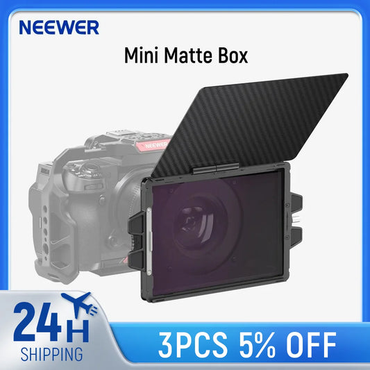 NEEWER Mini Matte Box with Carbon Fiber Flag – 4"x5.65" Filter Tray for Mirrorless and DSLR Cameras, Compatible with 67/72/77/82mm Lenses