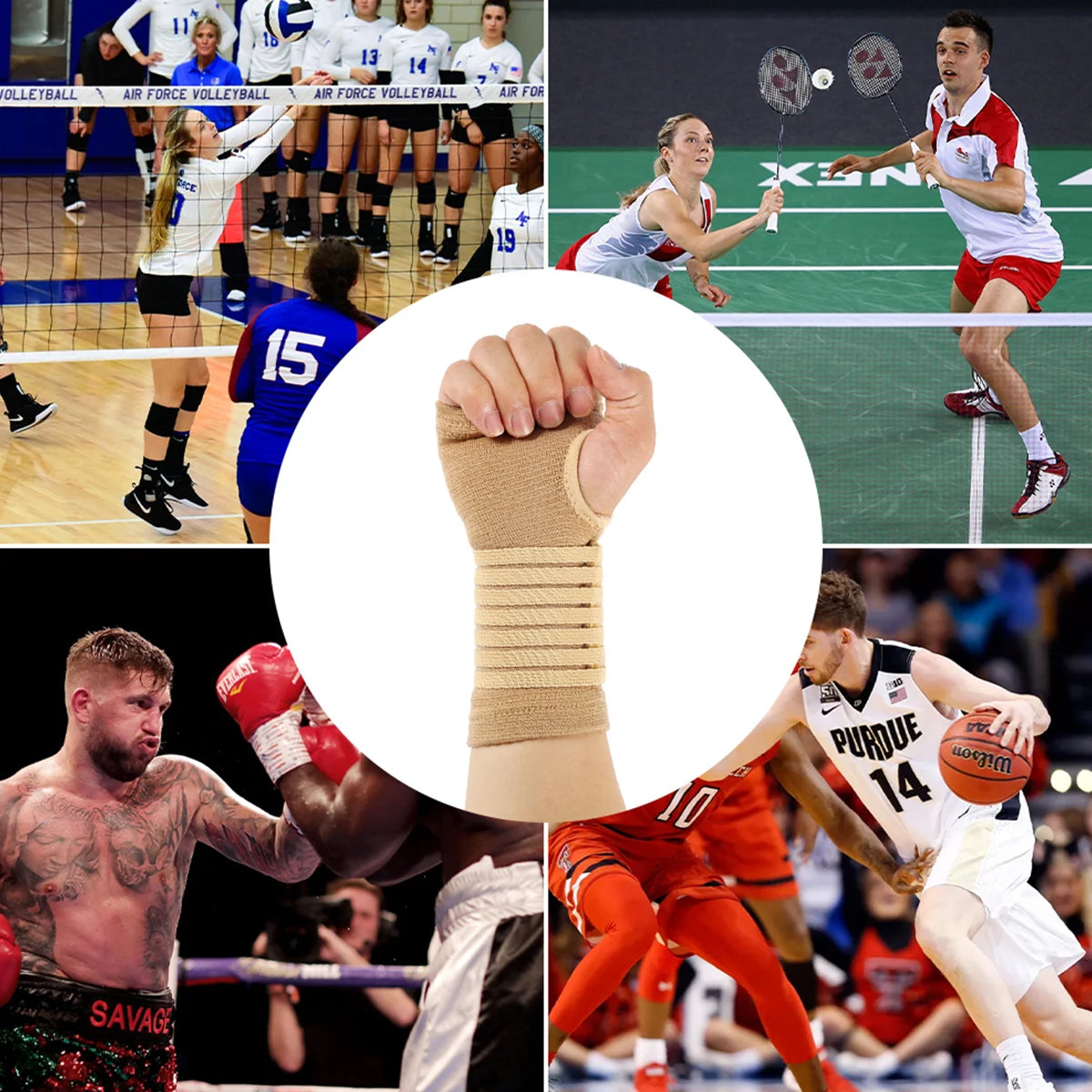 Sports Safety Wristband Pair - Elastic Bandage Wrist Support for Arthritis, Sprains, Carpal Tunnel - Hand Shaping Sweatband