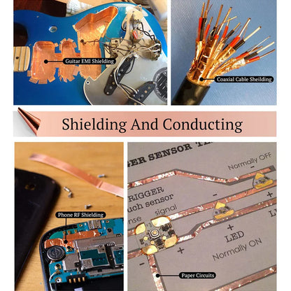 20M Copper Foil Tape | Double-Sided Conductive Adhesive | Guitar EMI Shielding, Crafts, Electrical Repairs, Grounding Circuit