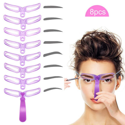 8-in-1 Reusable Eyebrow Stencil: Beauty Makeup Brow Stamp Template Set - Eye Brow Shape Tools