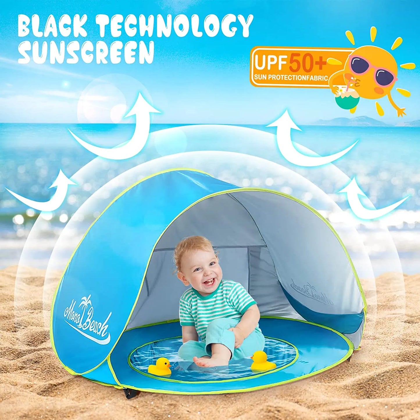 Baby Beach Tent with UV Protection - Sun Shelter & Shade Pool for Infant Outdoor Play, Swimming Pool House Toy for Kids