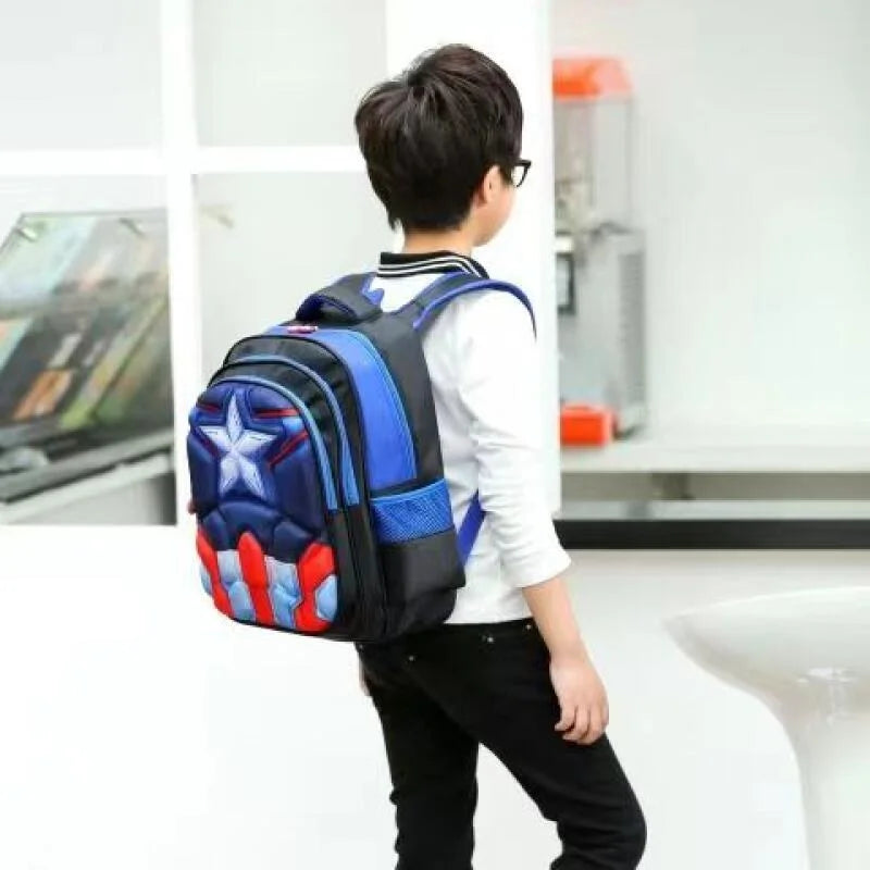 Kids' Waterproof Nylon Backpack with Three Compartments - Star-Inspired Bag for Ages 3-12