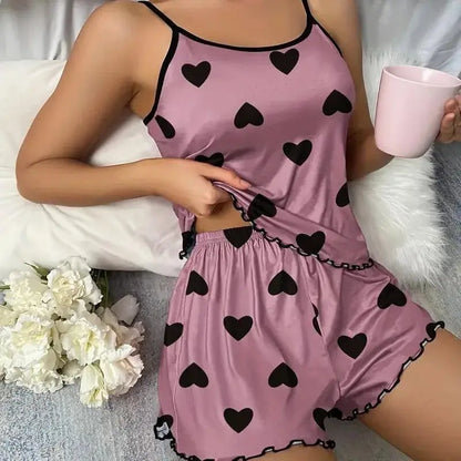 Summer Women's Pajama Set - Sexy Casual Two-Piece Camisole and Shorts Homewear Suit