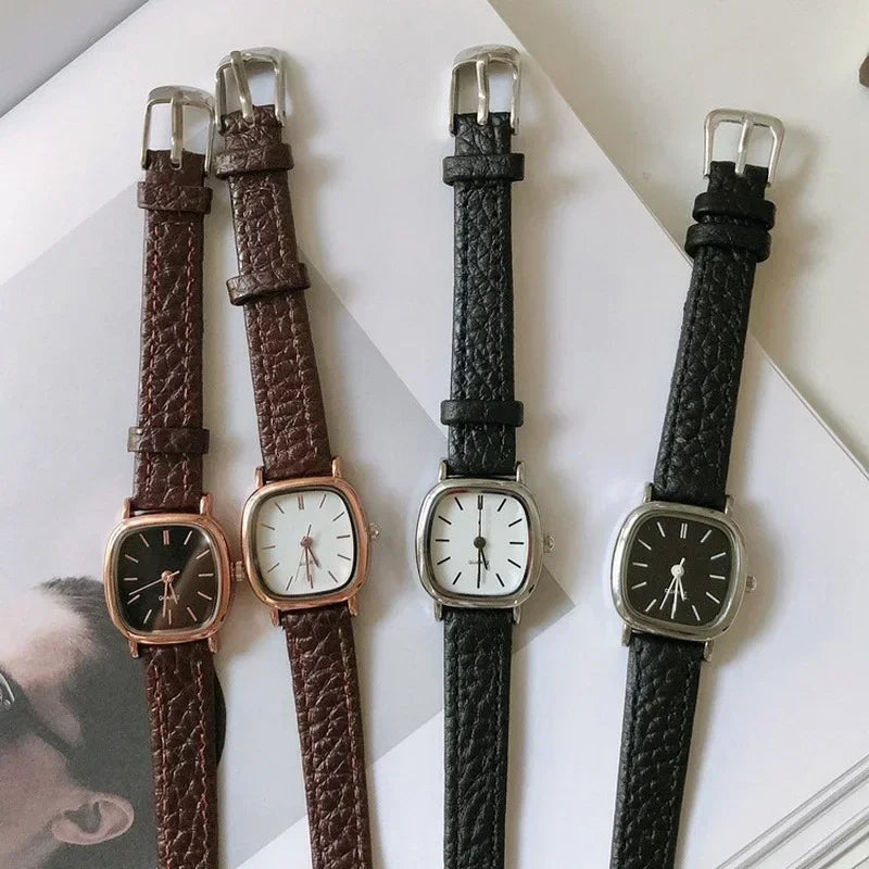 High Quality Ladies' Casual Bracelet Watch - Simple Vintage Dial, Leather Strap Wristwatch for Women