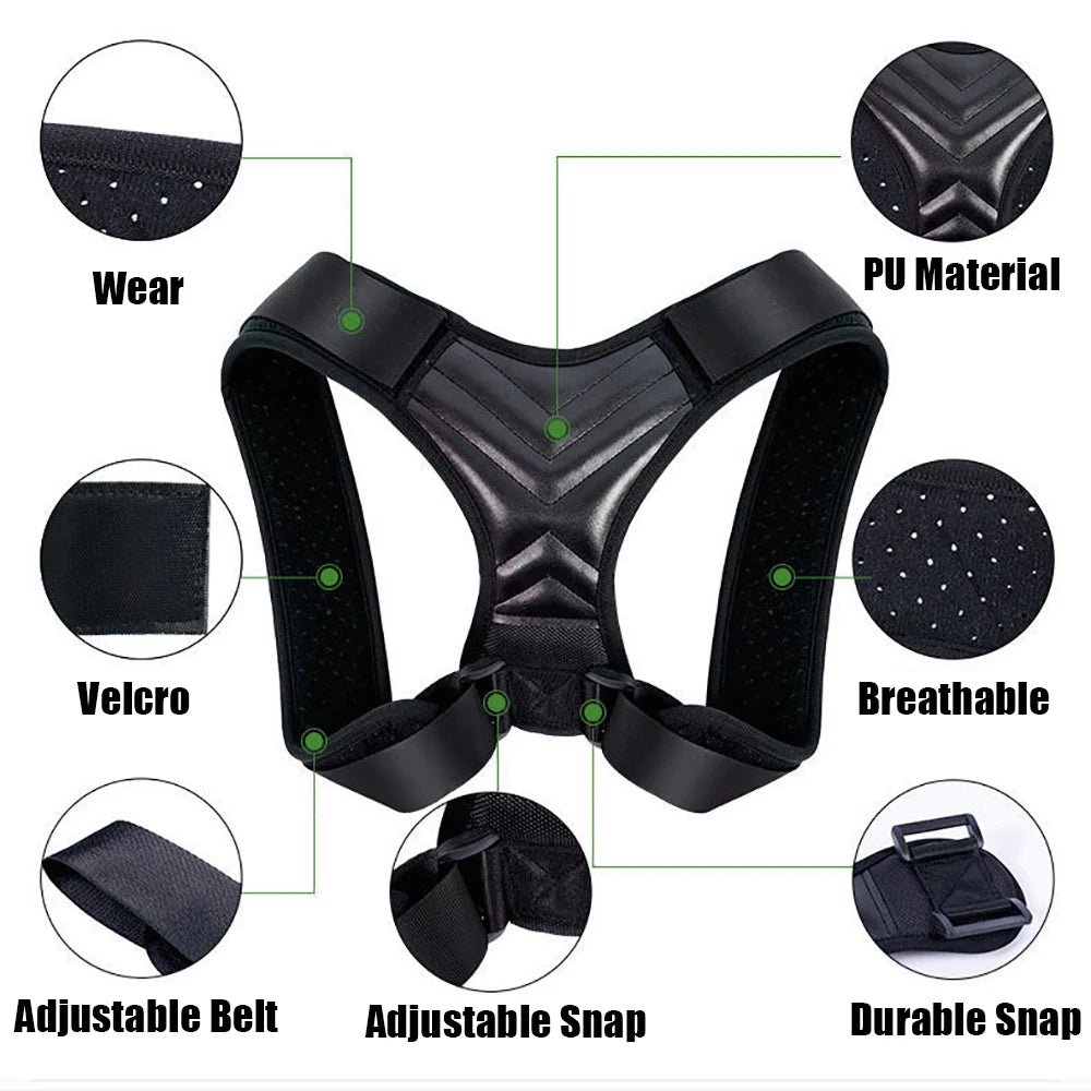 Adjustable Posture Corrector & Neck Brace: Shoulder Support Belt for Home & Office - Improve Posture for Men and Women