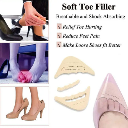 4PCS Women's High Heel Toe Plug Inserts | Shoe Front Filler Cushion for Pain Relief | Forefoot Pad Half Feet Insoles