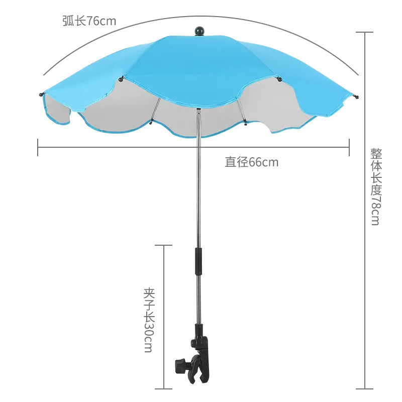 Universal Adjustable Baby Car Pram Umbrella - UV Sunshade for Stroller Accessories, Portable Sun Visor Parasol