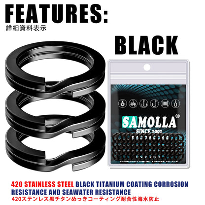 High-Quality Fishing Split Rings – Stainless Steel, Silver/Black, 3.5-12MM Strengthened Double Circle Snap for Pesca Accessories