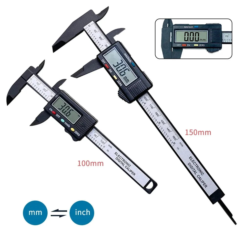 Electronic Digital Caliper - 150mm/100mm Carbon Fiber Dial Vernier Gauge, Micrometer Digital Ruler Measuring Tool