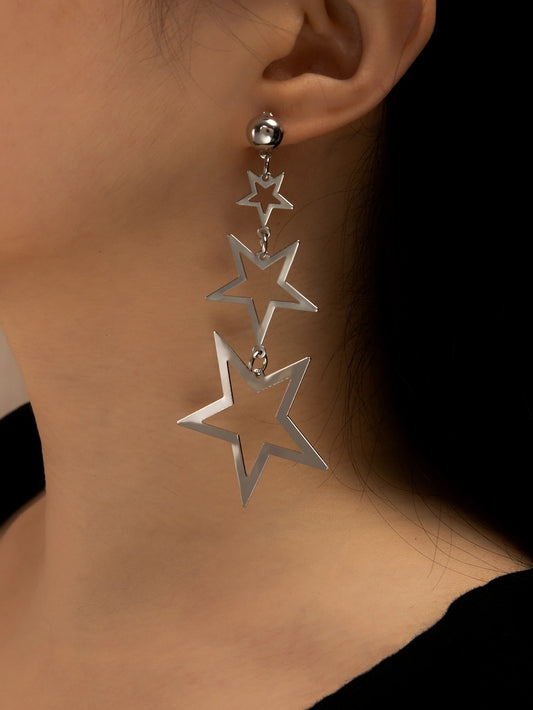 New Star Niche Hollow Design Stud Earrings - High-End Temperament Tassel Earrings, Perfect Gift for Girls