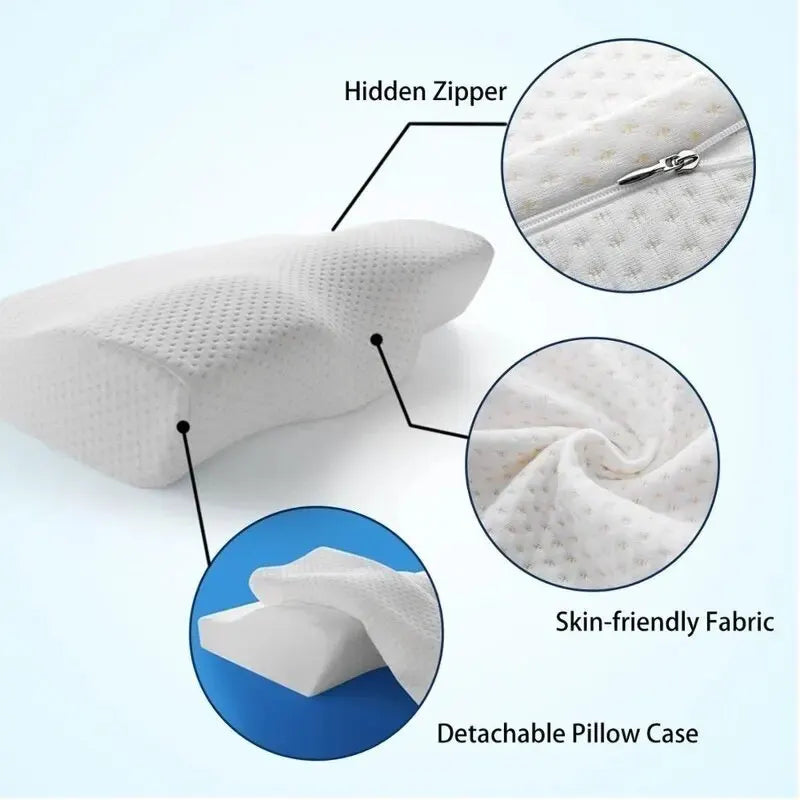 Memory Foam Orthopedic Neck Pillow | Butterfly Shaped Slow Rebound Design | Cervical Support for Bed | Health & Comfort