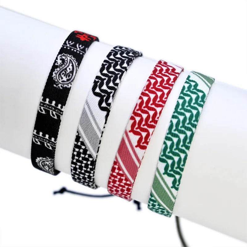 Meetvii Arabic Scarf Style Woven Bracelet | Handmade Ethnic Wave Dot Colored Ribbon Bracelets for Women & Men | Unique Jewelry