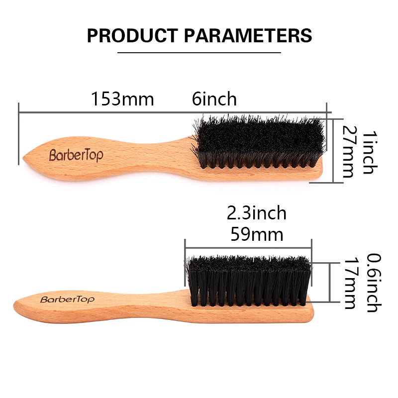 Barbertop Men's Beard Brush - Wooden Handle, Soft Hair Cleaning, Broken Hair Removal Comb - Hairdressing Neck Duster - Barber Tools