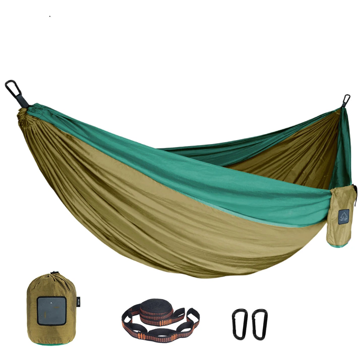 Single Person Outdoor Camping Hammock – Nylon Color Matching, High Strength Parachute Fabric – Portable Hanging Bed