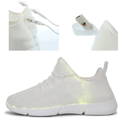 Spring Boy LED Light Up Sneakers - Luminous Fiber Optic Shoes for Kids & Adults, USB Rechargeable, Glowing Flashing Sneakers