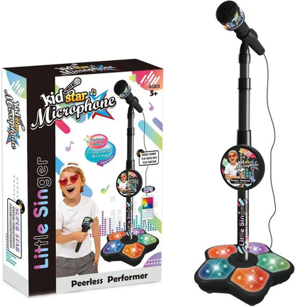 Kids Karaoke Machine with Microphone and Stand - Singing Musical Toy with Flashing Lights, Perfect for Boys and Girls Parties