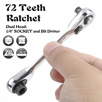 Mini Ratchet Wrench Double Ended - Quick Socket Screwdriver Hex Torque Wrenches for Hand Repair, Compact Tool