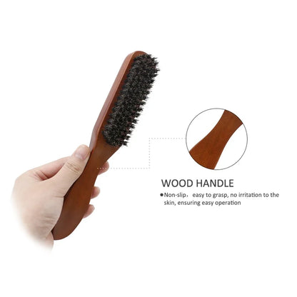 Professional Soft Boar Bristle Wood Beard Brush - Shaving Brush Comb for Men - Mustache Comb Kit with Gift Bag - Hairdresser Hair Comb Set