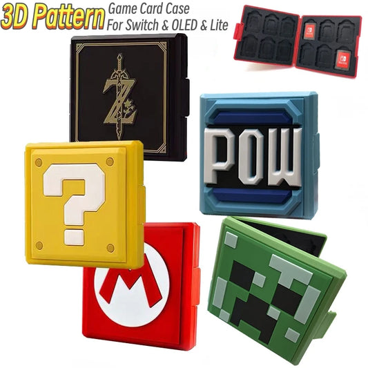 3D Pattern 12-in-1 Game Card Case for Switch OLED: Storage Box with Good Protection - NS Switch Lite Accessories