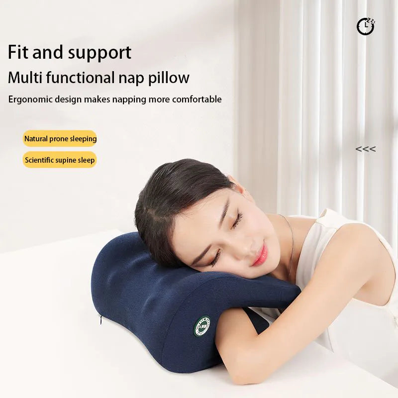 Memory Foam Neck Support Pillow – Orthopedic Rest for Office, Lunch Break, Travel, and Desk Naps, Ideal Headrest for Students