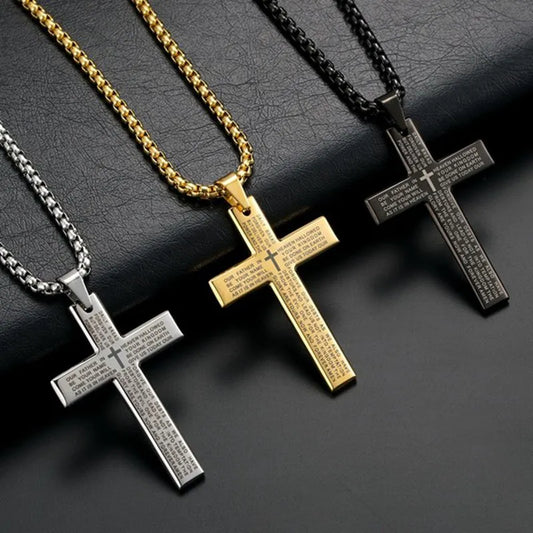 Fashion Cross Chain Pendant Necklace - Metal Geometry Punk Gothic Jewelry for Men and Women - Vintage Party Gift