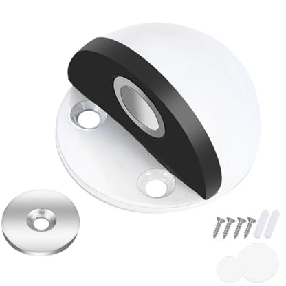 Stainless Steel Magnetic Door Stopper - Punch-Free Anti-Collision Rubber Semi-Circle with Magnetic Suction