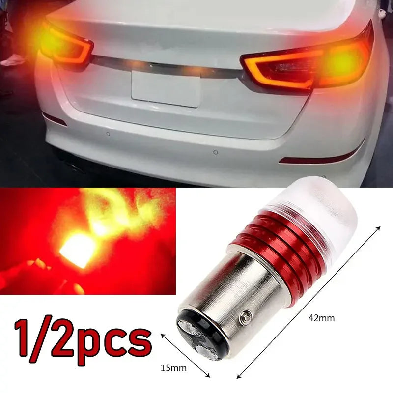 1/2PCS Car Tail Brake Light Strobe - Flashing LED Lamp and Motorcycle Warning Light Bulb | 12V Red Rear Taillight