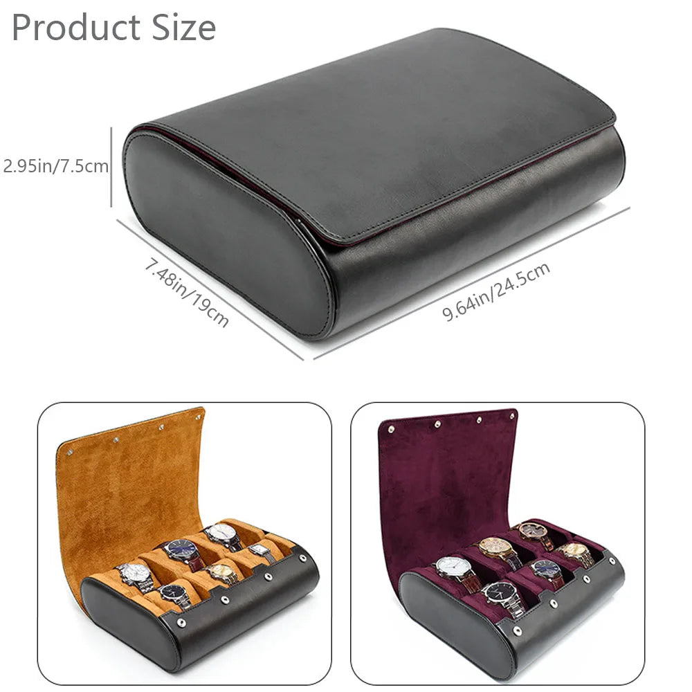 Watch Travel Case Organizer - 6 Slots Watch Box for Men and Women - Watch Roll Display and Storage Solution