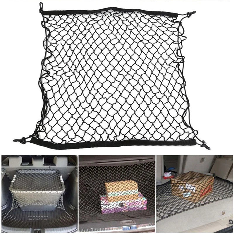 Car Mesh Elastic Nylon Rear Cargo Trunk Storage Organizer: Double Layer Luggage Net - Auto Back Rear Mesh Seat Car Accessories