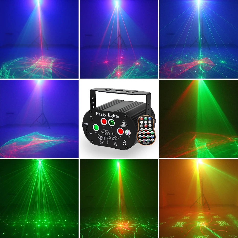 ALIEN RGB Mini DJ Disco Laser Light Projector - USB Rechargeable LED UV Sound Strobe Stage Effect Lamp for Wedding, Xmas, Party