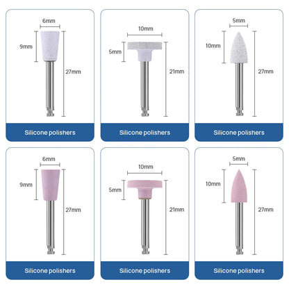 AZDENT Dental 12pcs/box Polisher Kit | Low-Speed Handpiece Composite Set for Dentistry | Porcelain & Natural Teeth Nail Polisher