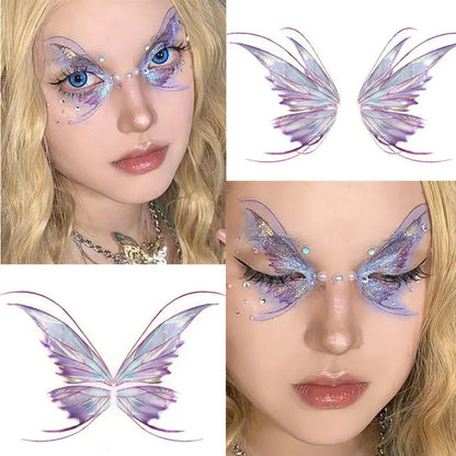 Fairy Butterfly Wings Shiny Tattoo Sticker: Waterproof Fake Tattoos for Women - Eyes, Face, Hand, Body Art for Makeup, Dance, Music Festival