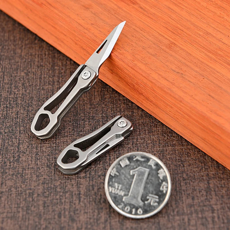 Mini Folding Knife - Sharp Stainless Steel Outdoor EDC Keychain | Portable Unpacking Express Tool and Gift Pendant