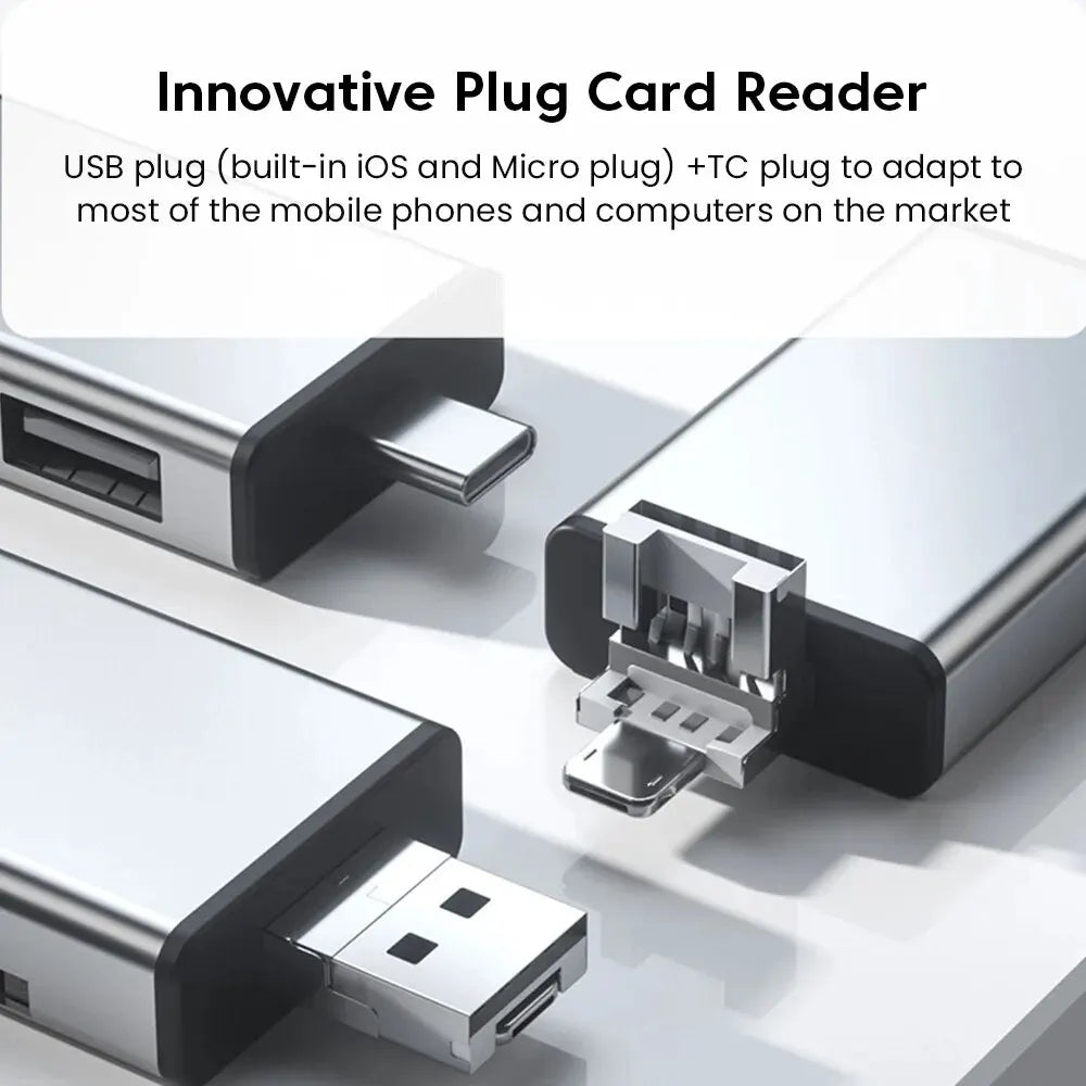 7-in-1 Multifunctional Card Reader & Storage Box: SD/Micro SD Case, OTG & USB 2.0 Type-C Adapter - Compact Card Storage Solution