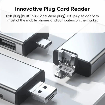 7-in-1 Multifunctional Card Reader & Storage Box: SD/Micro SD Case, OTG & USB 2.0 Type-C Adapter - Compact Card Storage Solution