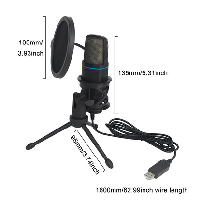 USB RGB Microphone – Condenser Gaming Mic for Podcast Recording, Studio, Streaming, Laptop, and Desktop PC