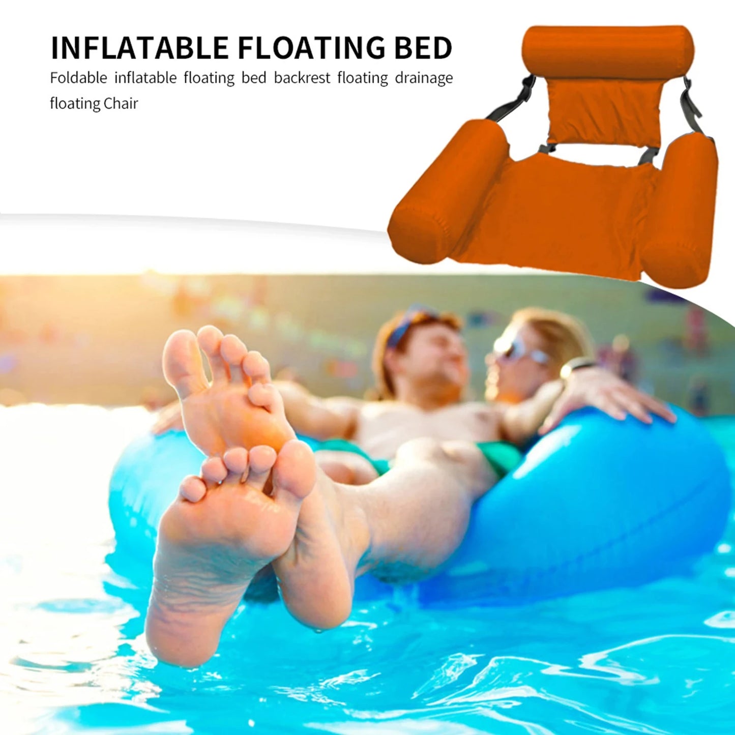 Inflatable Water Hammock – Swimming Pool Air Mattress, Summer Beach Lounger, Floating Back Chair and Sleeping Bed