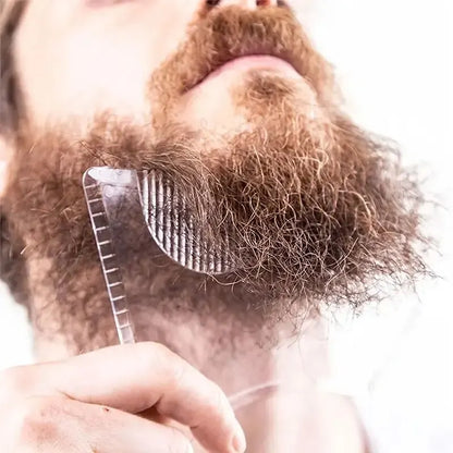 Men's All-in-One Beard Styling Comb - Beard Shaping Template and Stencil Tool for Perfect Facial Hair Grooming