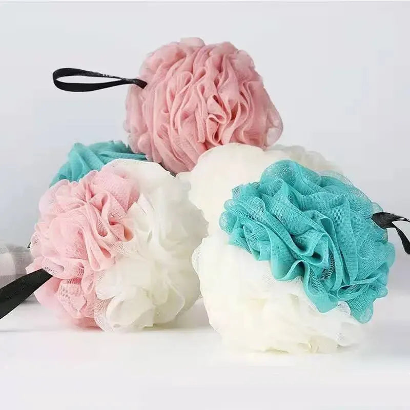 3 PCS Large Color Blocking Bath Balls: Soft Scrubbing Bubble Net PE Bath Flower - Two-Color Design for Luxurious Bathing Experience