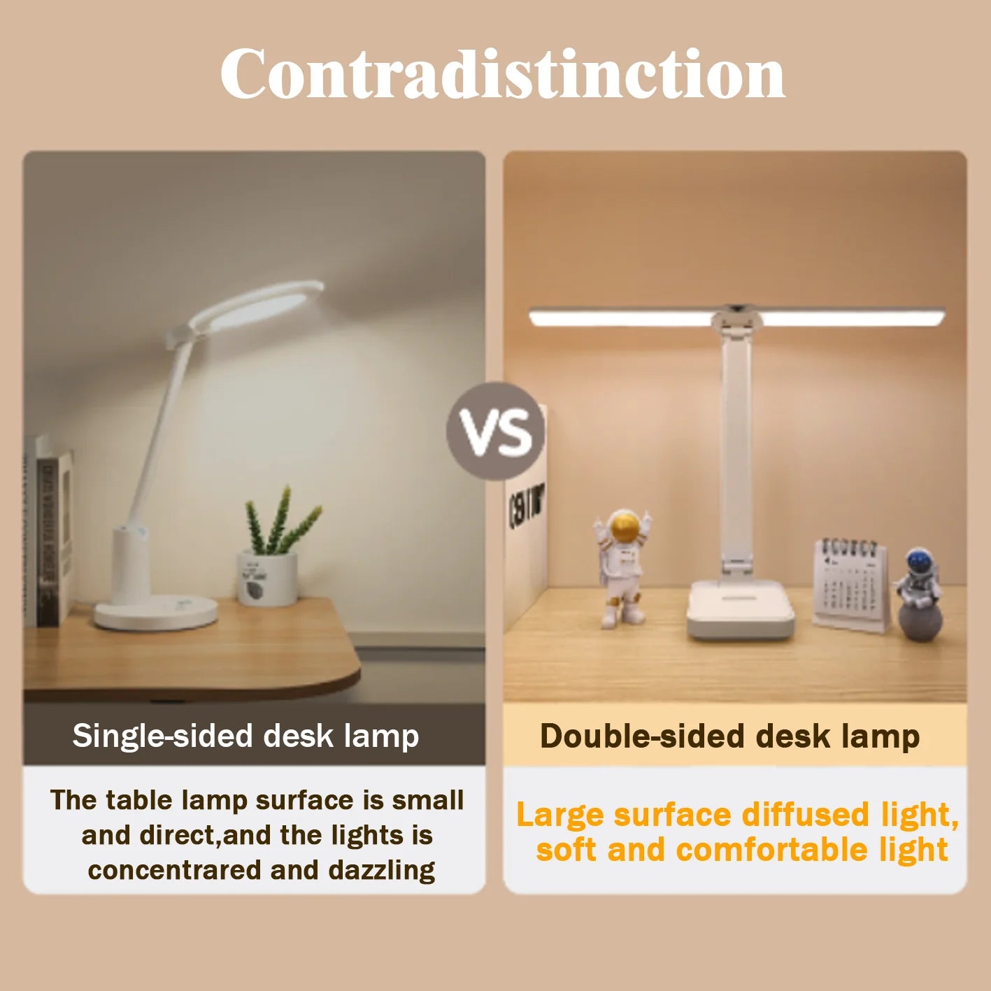 LED Desk Lamp: 3 Levels Dimmable Touch Night Light - USB Rechargeable, Foldable for Bedroom Bedside Desk