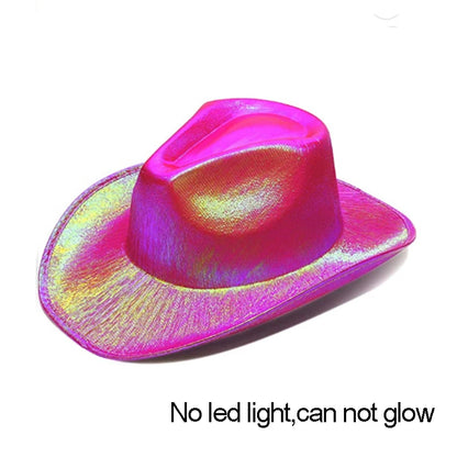 New Pearlescent Cowboy Hat - Glowing Cowgirl Cap for Dance Costumes, Neon Nightclub Decor