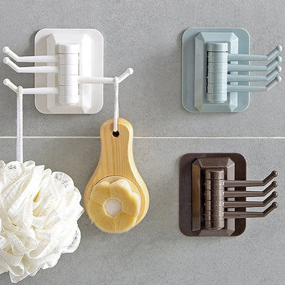 Strong Self-Adhesive Wall 4 Hook Key Holder - No Drilling Needed, Kitchen Towel Hanger Hooks, Home Storage Accessories