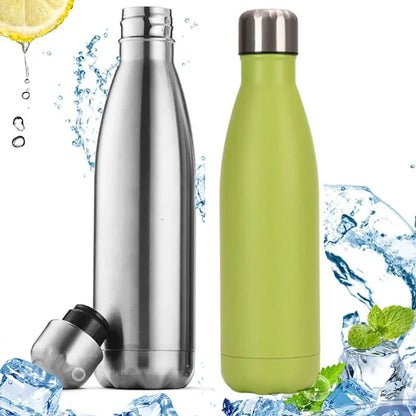 500ml Sport Bottles - Double Wall Insulated Vacuum Flask Stainless Steel Thermos, Large Capacity Coke Bottle, Car Water Cup