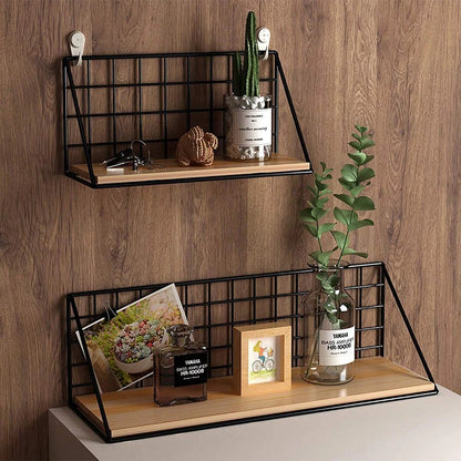 Creative Wall-Mounted Shelves – Iron Hanging Baskets for Bedroom Storage and Organization