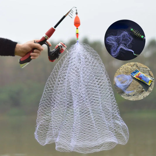 Luminous Bead Fishing Net Trap - 12 Size Mesh Design for Sea Fish Tackle, Copper Shoal Cast Gill Feeder