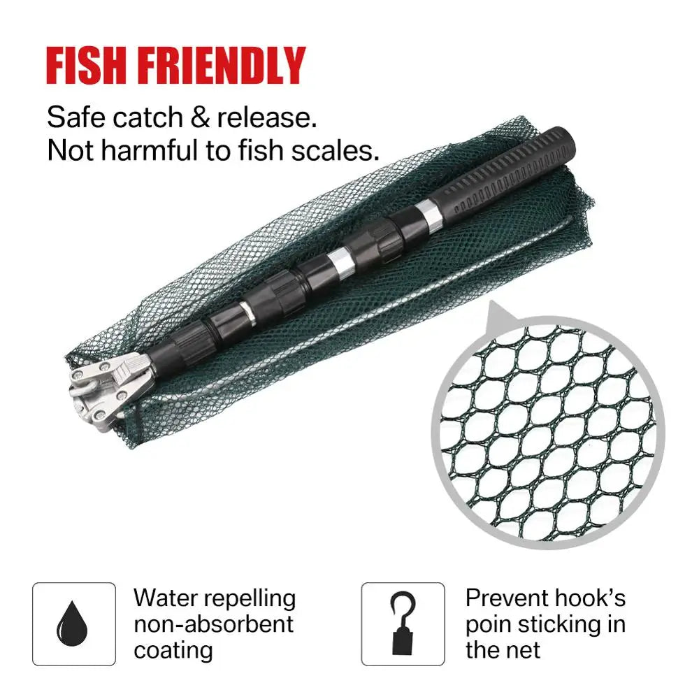 Telescoping Aluminum Alloy Fishing Net | Foldable Landing Net with Retractable Pole (130cm) | Ideal for Carp Fishing Tackle & Catch Release