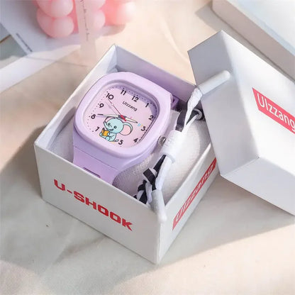 New Lovely Cartoon Kids Watch – Square Luminous Silicone Sports Watch for Students – Fashionable and Fun Luminous Timepiece